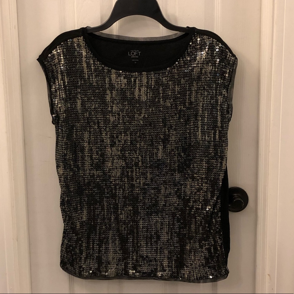 Black Sequined Sleeveless Shirt